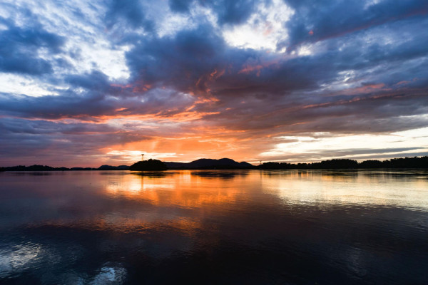 Scenic beauty of Brahmaputra river during sunset