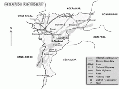 Dhubri district map